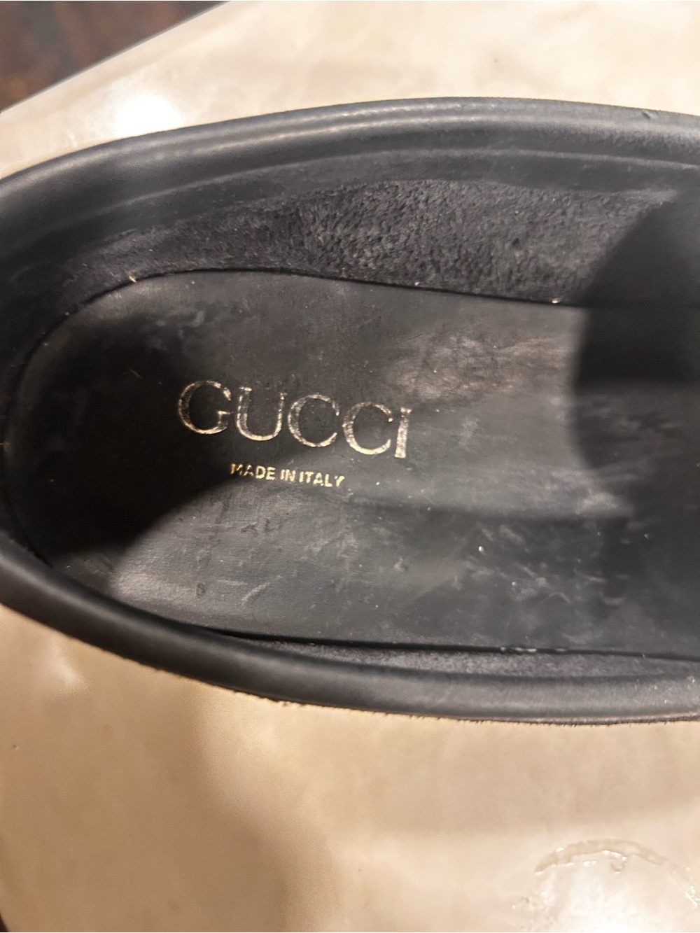 Gucci vintage Navy Leather Bit Loafers with Gold Hardware - Picture 4 of 15